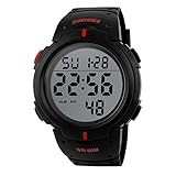 元Skmei Men Watchesデジタルスポーツ防水時計アラーム自動日付多機能腕時計,レッド