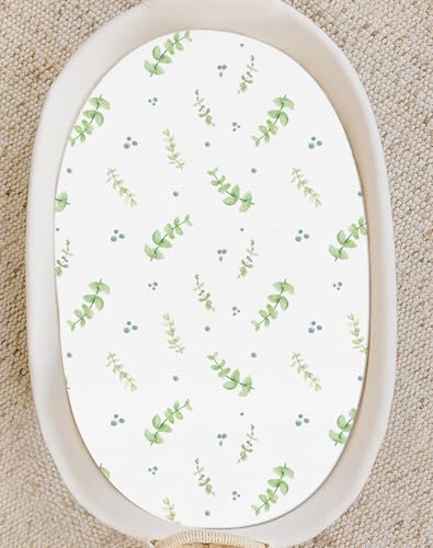 Image of Bassinet Sheets for Baby Girls Boys 2 Pack, Fitted Baby Mattress Sheet for Rectangle, Oval, Hourglass Bassinet Mattress, Breathable Cozy & Universal Fit (Desert Green, Bassinet Sheet)