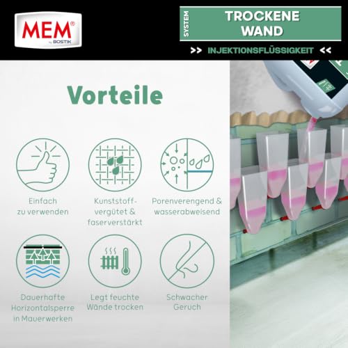 Foto von MEM Trockene Wand Injektionsflüssigkeit Rosa – 10 L – Horizontalsperre