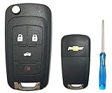 Replacement Flip Folding Key Fob Case Cover fit for 2010 2011 2012 2013 2014 Chevy Chevrolet Camaro Cruze Malibu Equinox Sonic Impala Remote Key Fob Shell OHT01060512