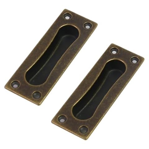 Chinflly 2 Pack Door Edge Pull,Antique Recessed Finger Pulls for Sliding Door,Cabinet Drawer Closet Door Pulls Handles Cover