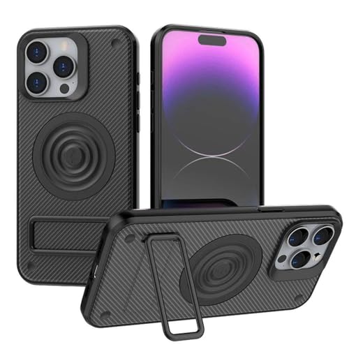 Coque iPhone 14 Pro fibre de carbone avec support invisible chic