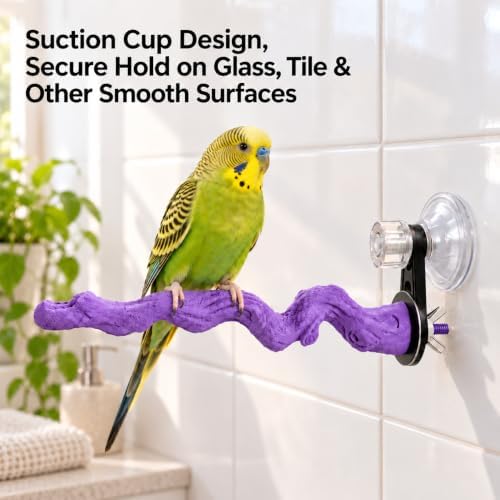 Resin Branch Bird Perch with Suction Cup and Cage Mounting Hardware — 사진 3