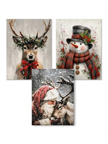 CraftBliss 3 Pack Christmas Diamond Painting Kits for Adults, Santa Reindeer & Snowman, DIY Holiday Art 11.8 × 15.7 Inch