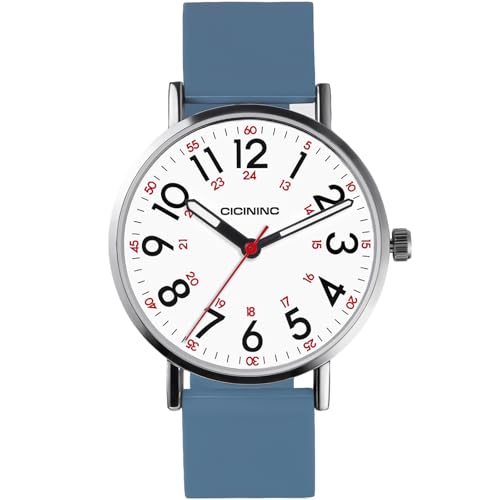 Image of Watch with Second Hand Nursing for Women, Analog Watches for Nurses, 12 /24 Hour Military Time, Easy Read Dial, Colorful Silicone Band