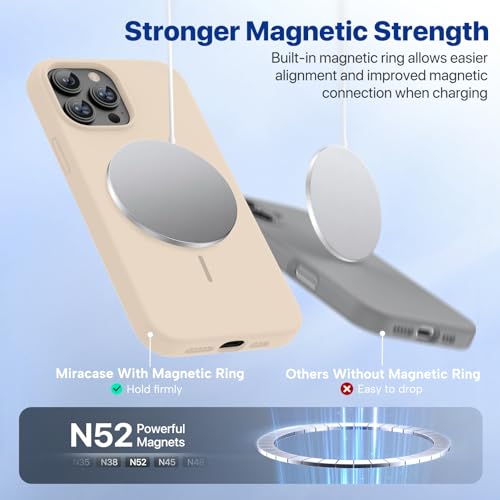 Image of Miracase Magnetic for iPhone 13 Pro Case, [Soft Anti-Scratch Microfiber Lining], Compatible with MagSafe, Liquid Silicone Shockproof Drop Protection Phone Case for 13 Pro, Sand