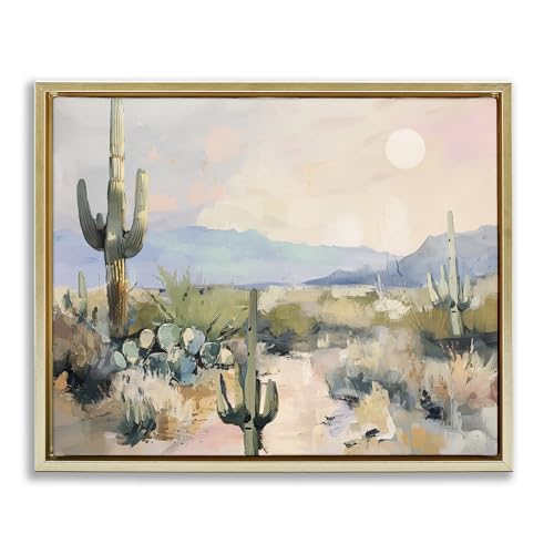 Prairie Desert Cacti Landscape, 24 x 30 Inch Canvas in Floater Frame
