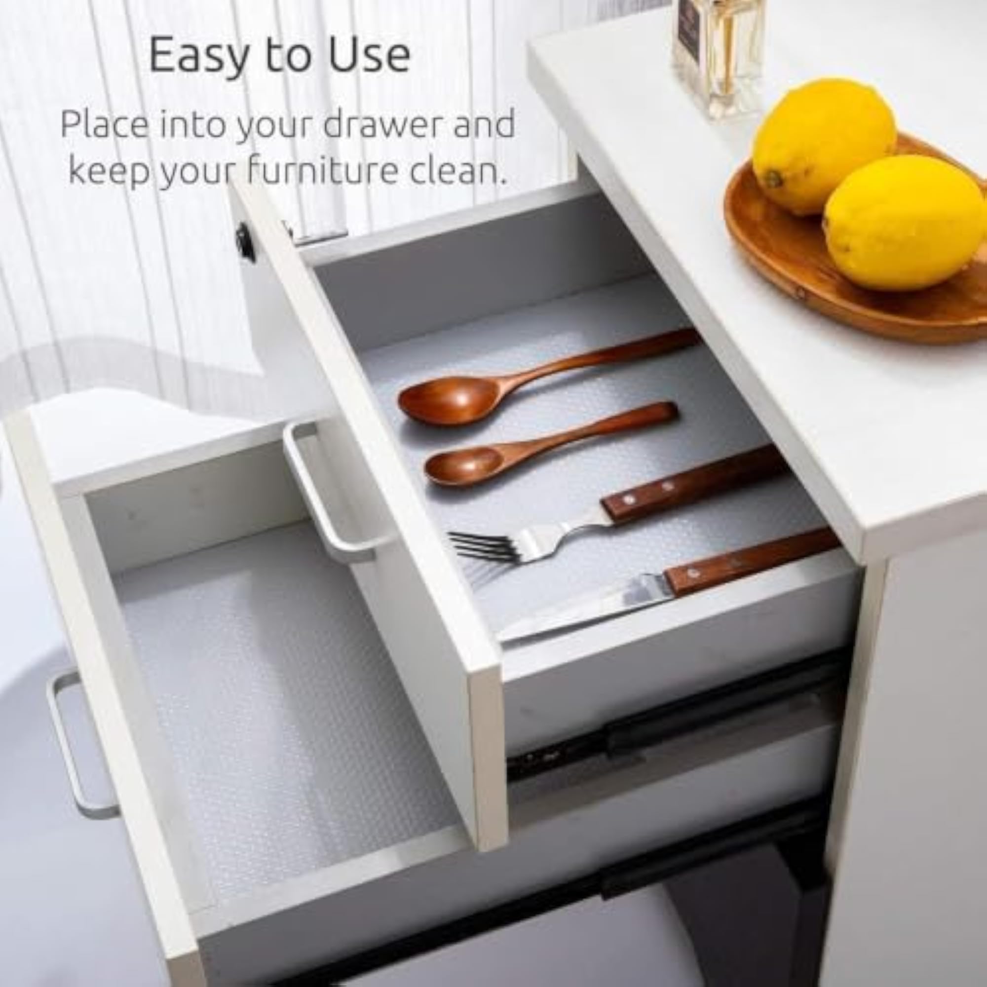 Plain White Kitchen Drawer Mat 45 x 300 cm