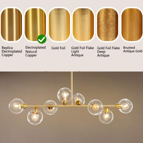 50" Open Globe Clear Glass Chandelier, 8-Light Gold Modern Sputnik Chandeliers Linear Chandeliers for Dining Room Luxury Electroplated Brass Dining Room Chandelier Large Long Kitchen Island Lights by Kwpcvz - Used condition - Image 8