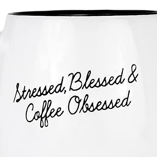 Amici-Home-Stressed-Blessed-Coffee-Obsessed-Coffee-Mug-Coffee-Latte-Tea-and-Hot-Chocolate-Cups-Ceramic-Coffee-Mugs-for-Coffee-Lovers-Black-White-Large-Coffee-Mug-20-Ounces Amici Home Stressed Blessed Coffee Obsessed Coffee Mug Coffee Latte Tea and Hot Chocolate Cups Ceramic Coffee Mugs for Coffee Lovers Black White Large Coffee Mug 20 Ounces