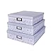 SLPR Office Storage Cardboard Boxes with Metal Plate (Set of 3, Blue) | Nesting Gift Boxes with Lid for Keepsake Toys Photos Memories Closet Nursery Office Bedroom Decoration