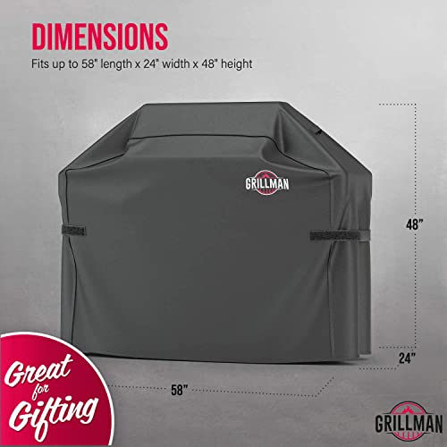 Grillman Premium Bbq Grill Cover, Heavy-Duty Gas Grill Cover (58" L X 24" W X 48" H, Black) + Grilling Utensils Tools Set For Men & Women - 13 Piece #TOP6