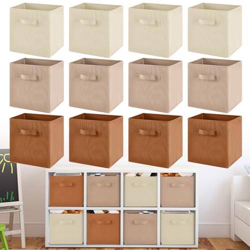 Yinder 12 Pc Cube Storage Bins Brown Foldable
