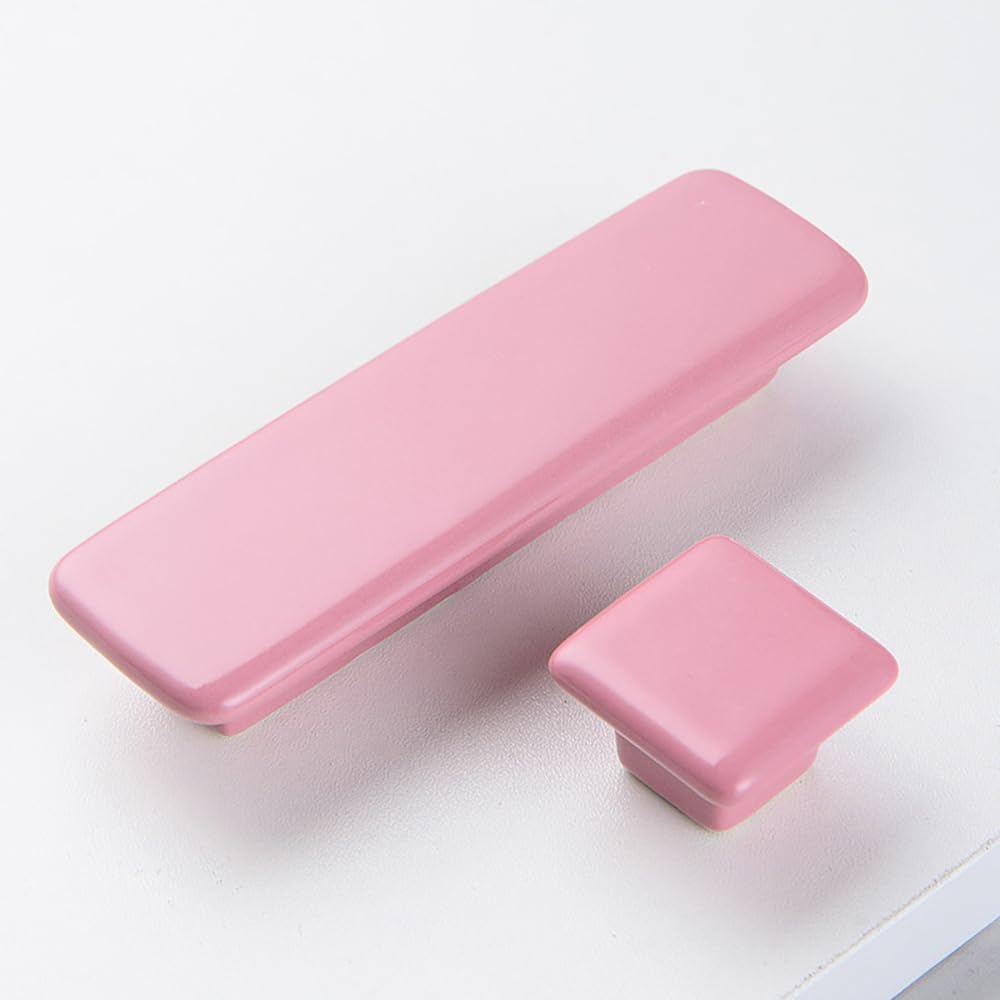 6Pcs/Sets Children's Room Ceramic Handle Colorful Square Cabinet Drawer Wardrobe Door Handle Furniture Hardware Knob Pulls - (Color: Blue-Rectangular)