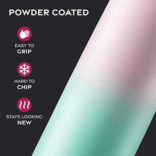 FineDine Water Bottle - Stainless Steel Insulated Water Bottle with Straw Lid, Flip Lid & Wide-Mouth Cap - Keeps Hot and Cold - 32 Oz / 946ml - Dreamy Pink-Green by FineDine - Image 7