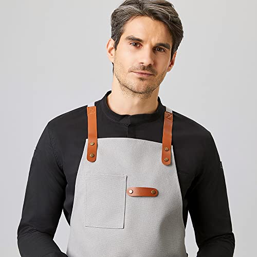 Tablier à bavette EXNER coton de qualité supérieure gris argenté 70x80 - 4