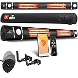 Kesser® Infrarood warmtestraler, 3000 W, IR-gastro-bar, incl. led-terrasstraler met wifi en afstandsbediening, incl. beschermhoes, infraroodstraler, kwartsstraler, terrasverwarmer, wandverwarming