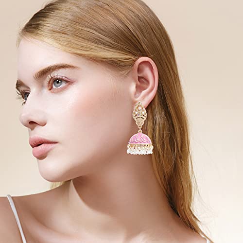 Gypsy Indian Bell Dangle Earrings Set - Retro 4Pair/Set Round Bell Tassel Hollow Jhumka Earrings For Women Girls(A 1) #TOP1