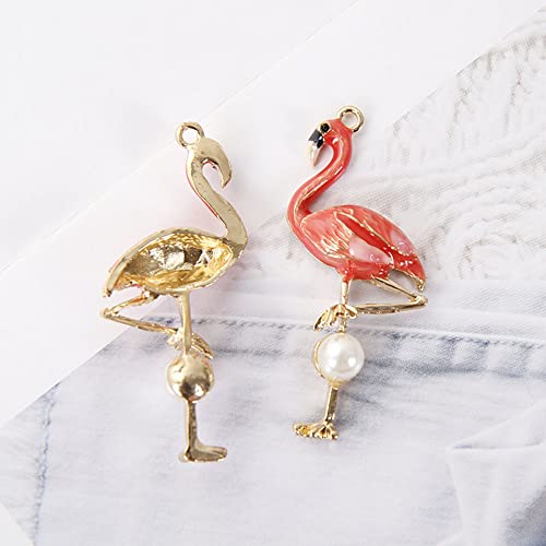 Yymsen 8Pcs Flamingo Charms，Pink Red Alloy Tropical Bird Flamingo Enamel Pendants，Mini Flamingo Animal Dangle Charms For Jewelry Making Bracelets Necklace Earrings Diy Crafts(Flamingo) #TOP4