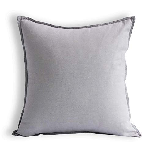 Jeanerlor Decorative Cotton Linen Chair Natural Throw Pillow Case, Sofa Durable Classy, Comfortable Cushion Cover for Living Room Car 26"x26"(65 x 65cm), Silver Grey