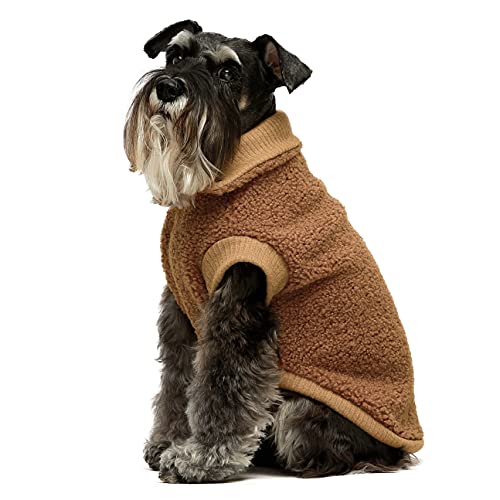 Fitwarm Vest Fuzzy Thick Sherpa Dog Coat Dogs Coats Vest Turtleneck Sweater Puppy Winter Clothes Doggie Knitted Pet Cold Weather Clothes Doggy Pullover Jacket Cat Apparel Brown Xx-Large #TOP1