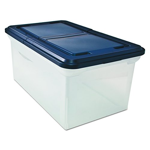 Innovative Storage Designs 55797 File Tote With Hinged Lid, Letter, Plastic, Clear/Navy #TOP1