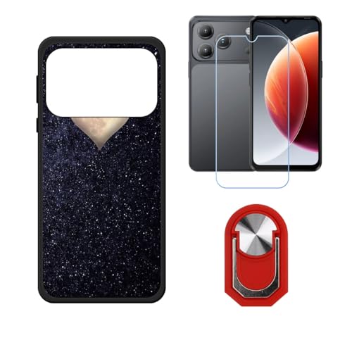 BMPNLSZ �K�pBlackview Wave 7C�p+HD�����K���X�ɓK�����ėpTPU�P�[�X�A�V���J�Q���P�[�X�o���p�[�ی�o�b�N�P�[�X-�ɓK����9�d�x�X�N���C�u�h�~�X�N���[���v���e�N�^(6,56") + ���O���\�Ŕėp�I��360�x��]�\�ȃX�e���g