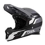 O'NEAL | Mountainbike-Helm | MTB Downhill | Sicherheitsnorm EN1078, Ventilationsöffnungen für Luftstrom & Kühlung, ABS Außenschale | Fury Helmet Stage | Erwachsene | Grau Schwarz | Größe S