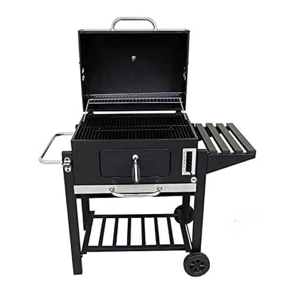 Trolley Smoker Grill Outdoor Durable Collapsible Charcoal BBQ Grill,Charcoal-Fueled BBQ Grill with Bottom Shelf