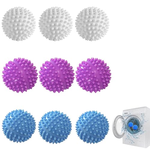 Lot de 9 balles de séchage pour sèche-linge - Balles de lavage pour doudounes - Réutilisables - Pour machine à laver