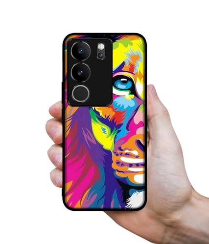Image of Lion Design Premium 2D Printed Metal Back Case Cover for Vivo V29 5G / V29 Pro 5G