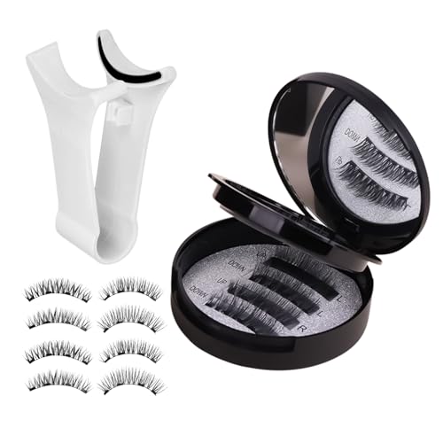Kit de 2 pares de pestañas magnéticas, pestañas magnéticas portátiles con aplicador, pestañas postizas naturales reutilizables sin delineador de ojos, fáciles de poner y quitar para maquillaje diario