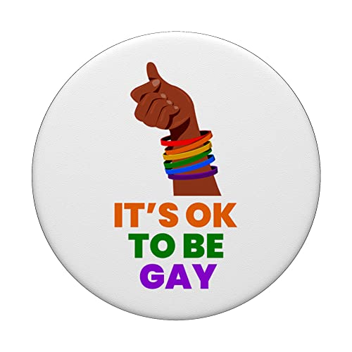 OK to Be Gay Pop Socket LGBTQ Be Gay Pride LGBT Rainbow Flag PopSockets Swappable PopGrip, Black - Image 3