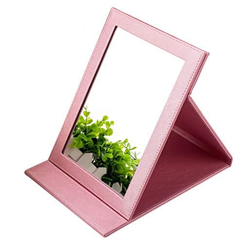 Miroir à maquillage portable Jyhyeu - Avec étui pliant en cuir synthétique rembourré - Pour voyage et camping