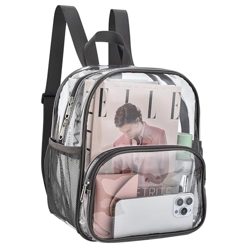 Image of Busiuw Clear Backpack for Stadium Events 12x12x6 with Front Pocket for Concert Sport Fashion Women Backpack Events Work Travel(Charcoal Gray)