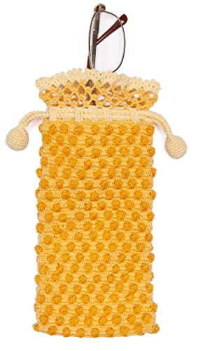 Handmade Crocheted Orange Soft Pouch With Spotted Pattern