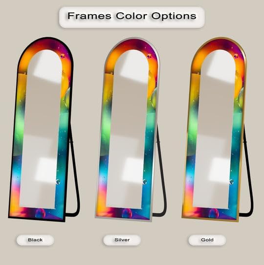23,5’’W x 67’’Vivid Color Spectrum - Abstract Floor Mirror Full Lenght Mirror - Arch Full Body Stained Floor Mirror with Gold Frame