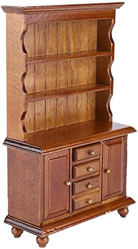 1:12 Scale Miniature Three Layer Bookshelf Accessory Doll House Cabinet Display Cupboard Furniture Toy Mini Wooden Furniture Pretend Play Toy for 3 4 5 Years Old Girls Boys Toddlers