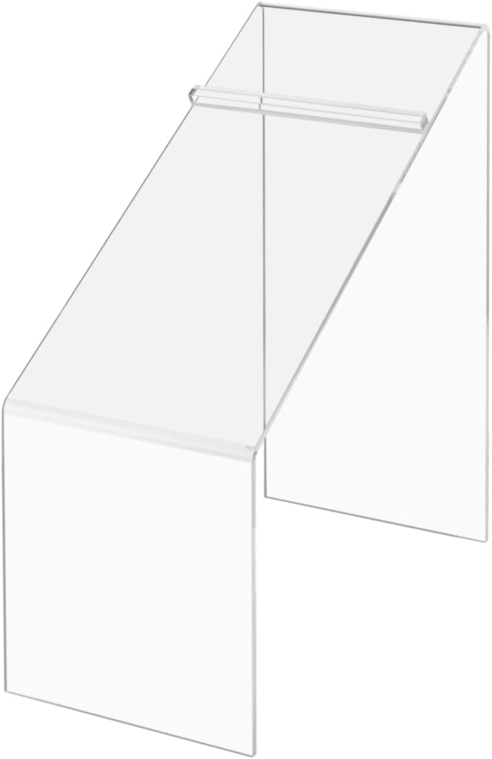 Marketing Holders Acrylic Slanted Shoe Display Stand Clear Premium Lucite 4 Inch Wide by 9 Inch High Footwear Showcase Riser with Heel Stop for Retail Shops and Clothing Stores