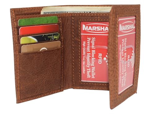 MARSHAL Virgo Zodiac Sign Logo Men's RFID Protected Genuine Leather Bifold Trifold Wallet (Trifold)3
