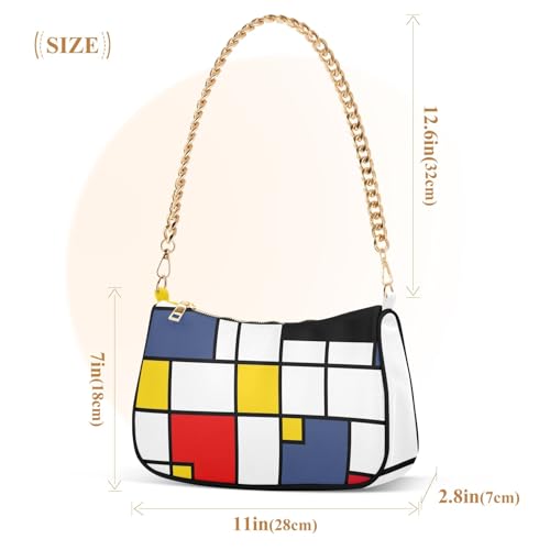 Geometric Abstract Mondrian Style Phone Purse Hobo Party Clutch Women Trendy Handbags Chain Shoulder Strap3