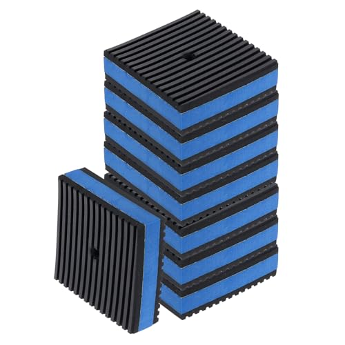 sourcing map 8pcs Anti Vibration Pads for Washing Machine, 3'' x 3'' x 7/8'' Vibration Damping Pads Sound Isolation Ribbed Rubber Mats with EVA Center with Pre-Drill Hole, Black/Blue