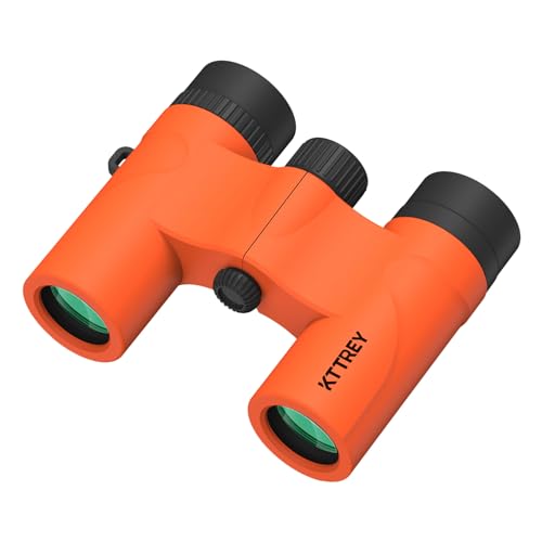 KTTREY 8x21 Kids Binoculars - Lightweight Compact Binoculars for Children Ages 4-12, Clear Low Light Vision for Bird Watching, Camping, Concerts & Outdoor Adventures (Orange)