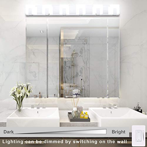 Aipsun 6 Lights Dimmable Modern Led Bathroom Vanity Light Acrylic Stainless Steel Chrome Up And Down Bathroom Wall Light Over Mirror(White Light 6000K) #TOP1