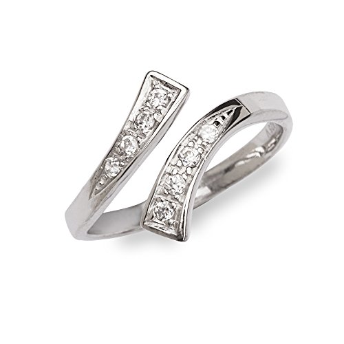 JewelryWeb 925 Sterling Silver Bypass Cubic Zirconia Adjustable Toe Ring (10mm x 15mm)