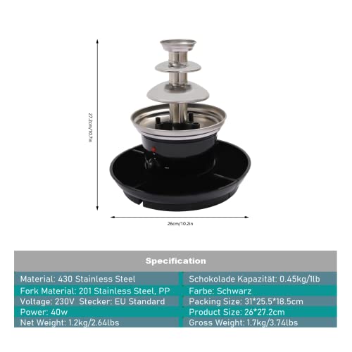 Foto von Schokoladenbrunnen 40W Schokobrunnen, Schokofondue 4 Etagen Große Fondue-Sets für Schokolade Elektrische Schokoladenbrunnenmaschine für Party, Hochzeit und Geburtstag