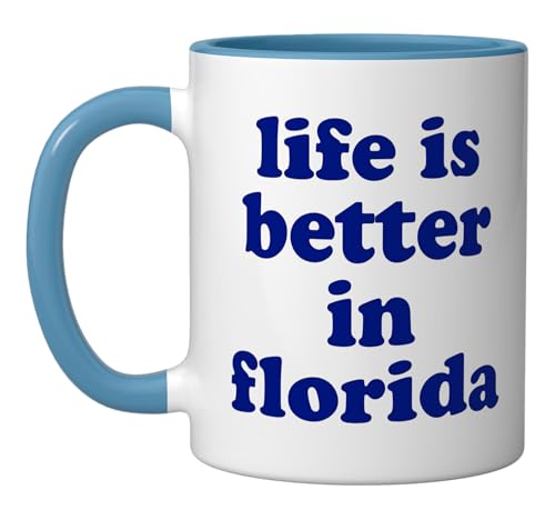 Taza de cerámica azul y blanca de 11 onzas miniatura 1