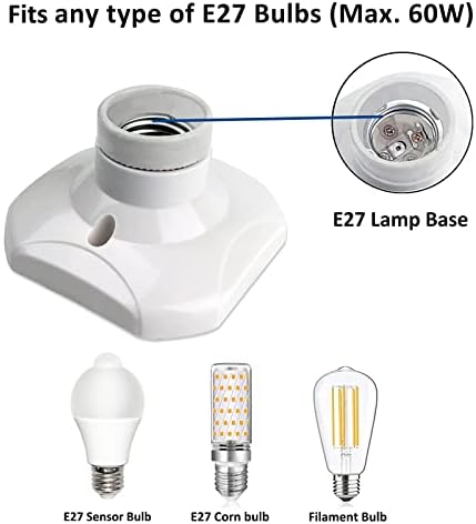 Akynite E27 Screw Light Bulb Socket Holder, E27 Lamp Holder Base, Edison Screw E27 Wall Socket, AC 220-250V, Ceiling Light Fitting, White, 4pcs