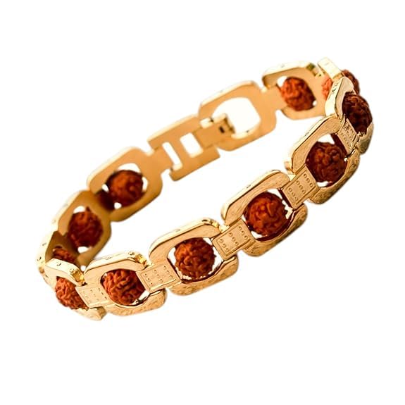 Unisex Gold Plated Essential Rudraksha Bracelet 8.5 Inches Length-image-30