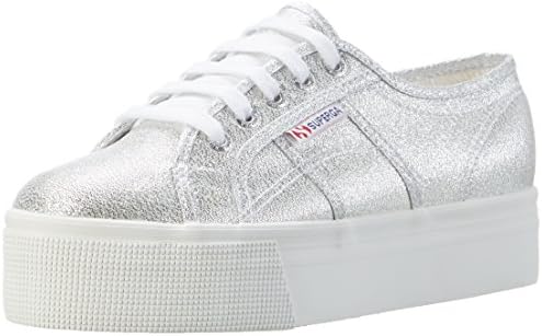 Superga Women's Low-Top Trainers Platform Sneakers, Silver, 7.5